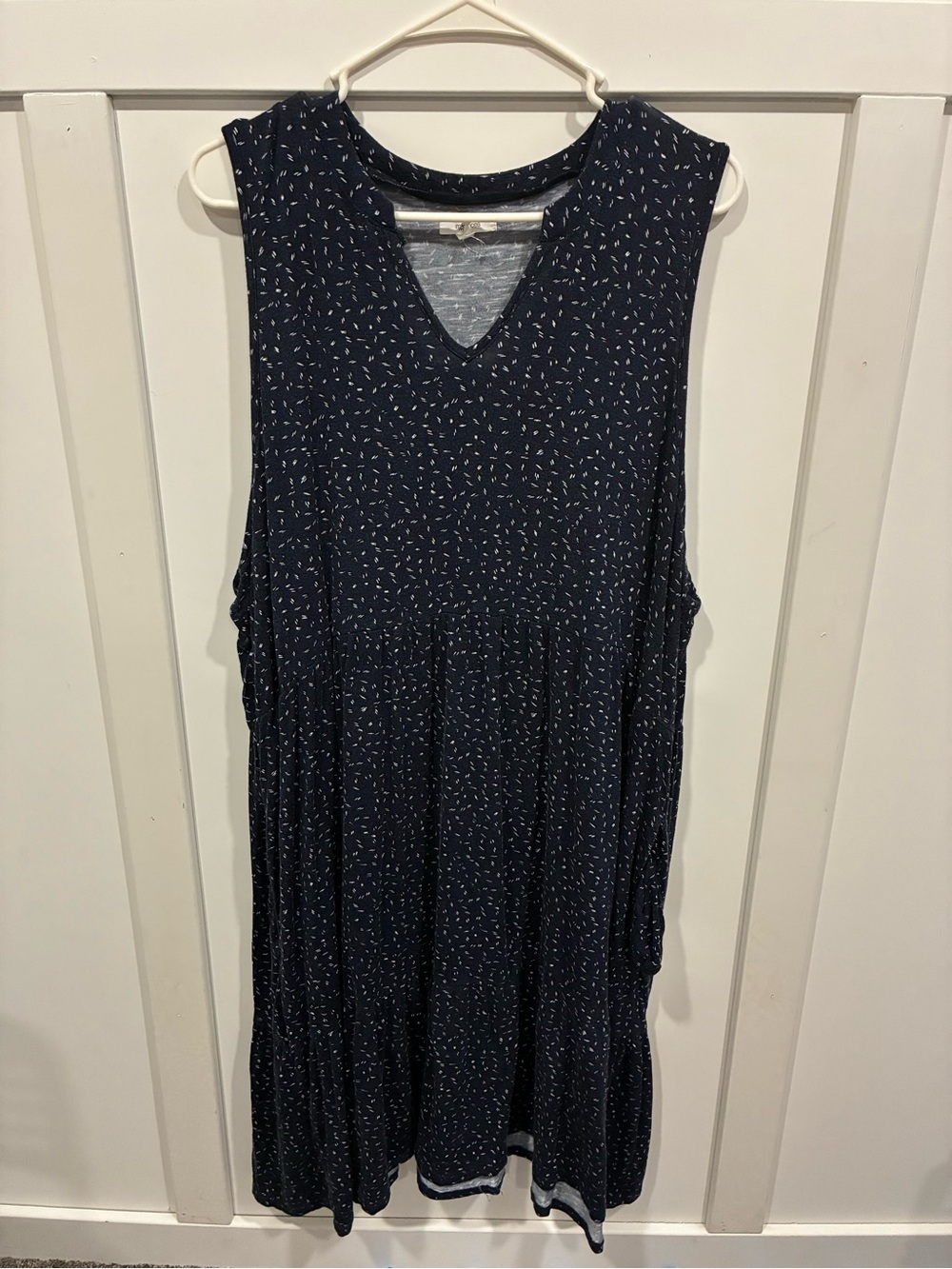Maurices Navy Sleeveless V-Neck Dress with White Dot Detail